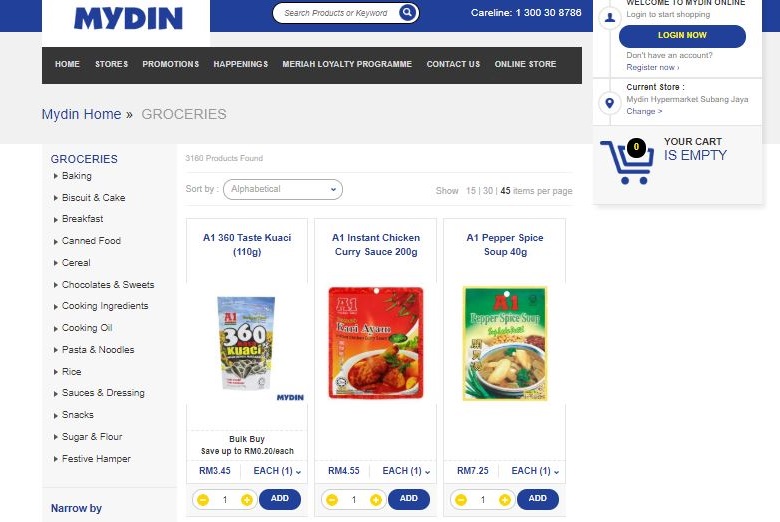 Mydin online shopping